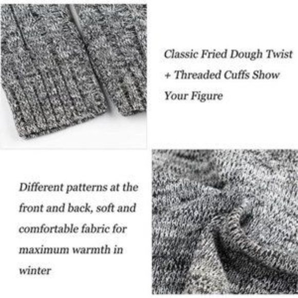 Men's Cardigan Sweater Cable Knitted Slim Fit Grey​ - Picture 6 of 8